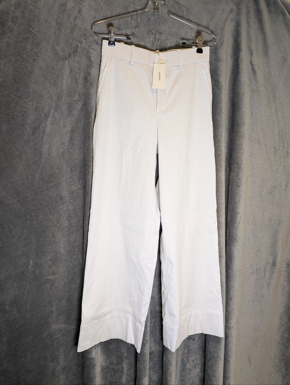SPANX Stretch Twill Wide Leg Pants White Size Small NWT 21279R Zip Pockets